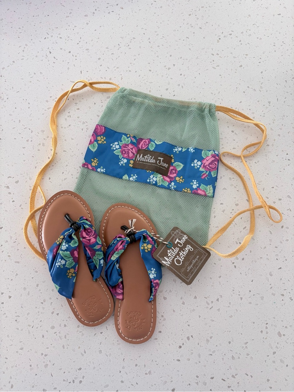 🌺Matilda Jane “The Seashore Sandals” Size 12 with Mesh Bag NWT
